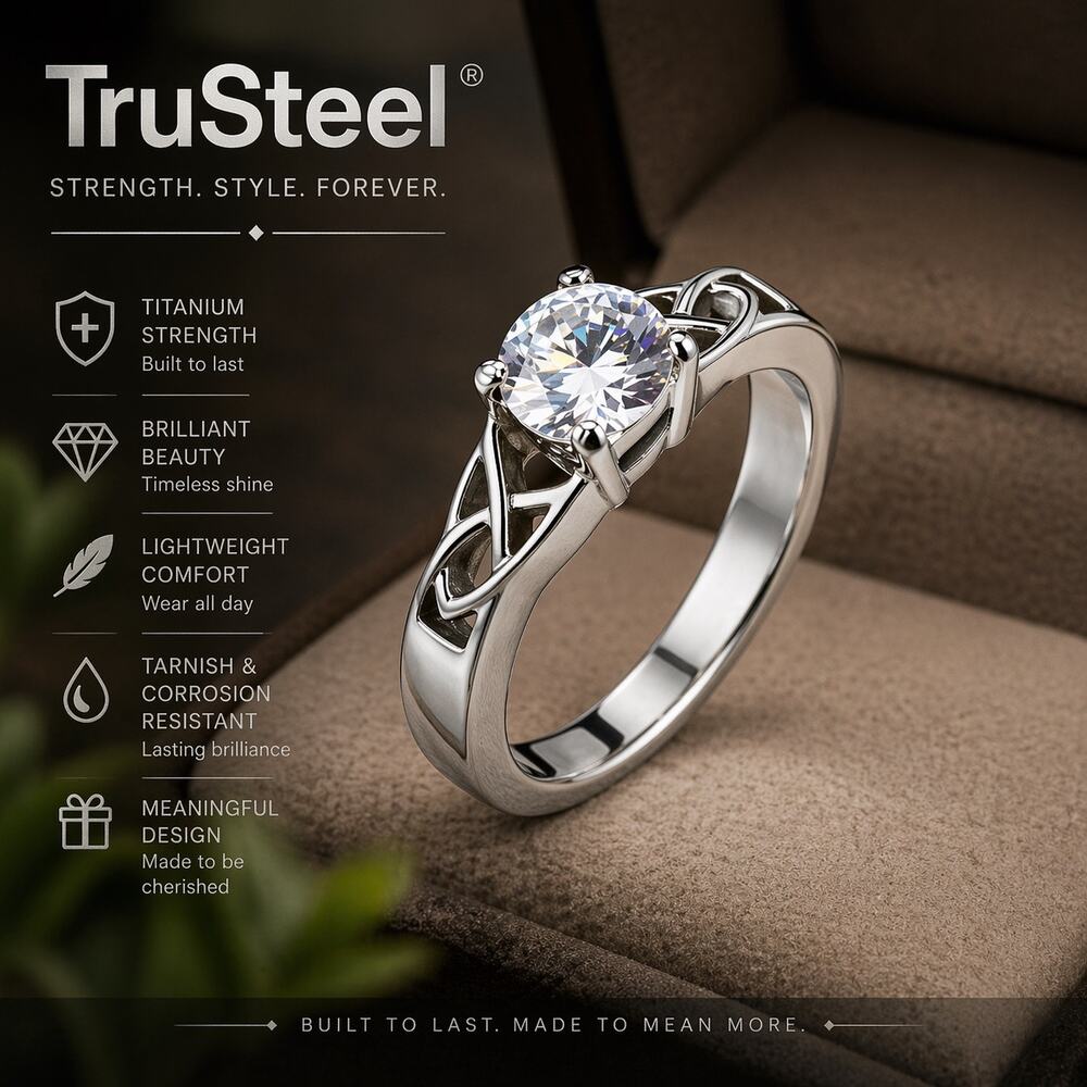 Women's Clear CZ Solitaire engagement Ring wedding 316L Stainless Steel‎ size 5